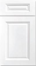 White paneled cabinet door with a smaller top drawer front