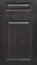 Dark gray paneled cabinet door with a small upper drawer front and a large lower panel.