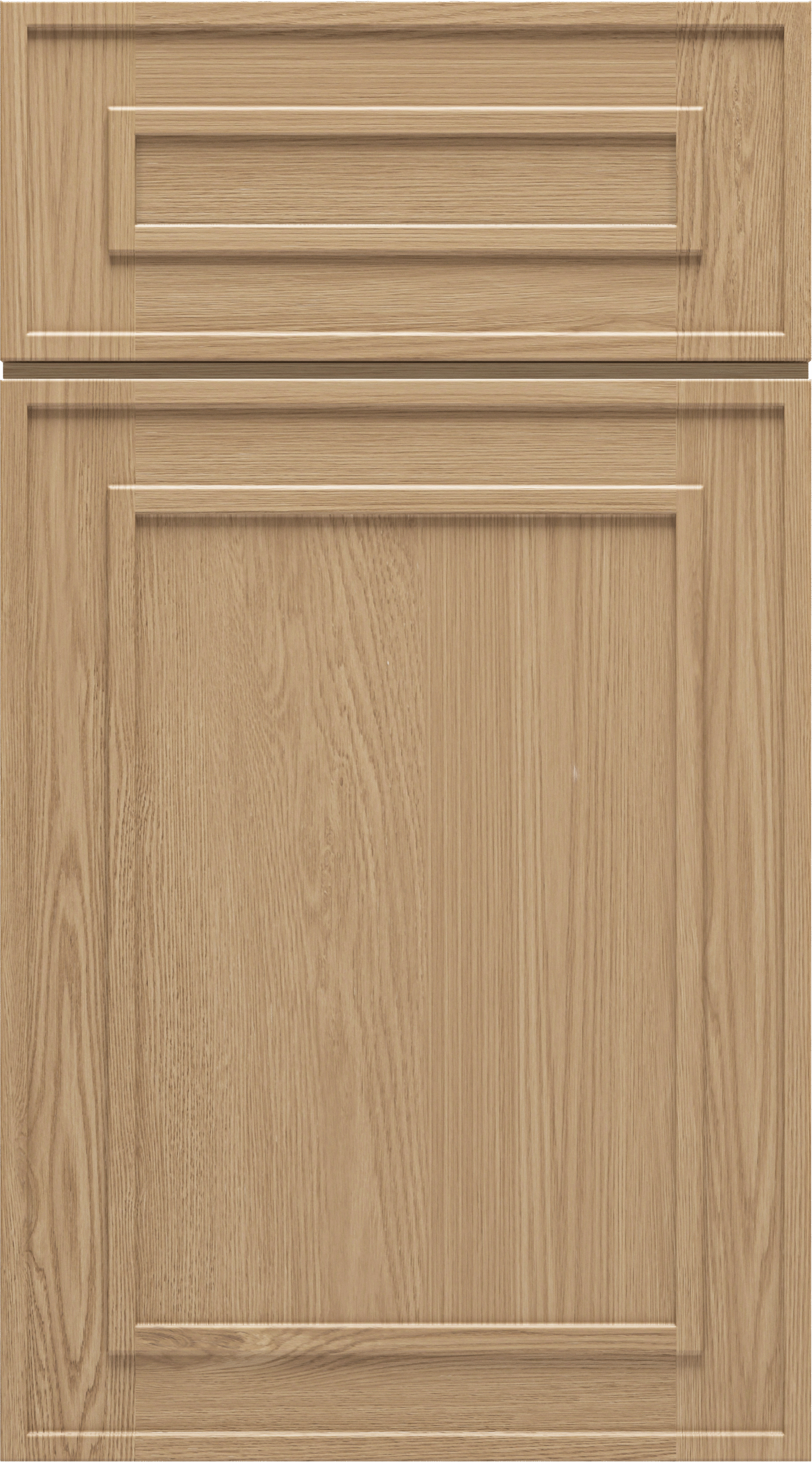 Light wood kitchen cabinet with a small top drawer and a larger lower door