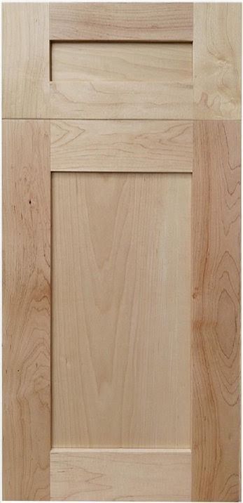 Light wood cabinet door with raised panel and simple rectangular design