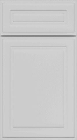 White cabinet with a small drawer above a larger door panel