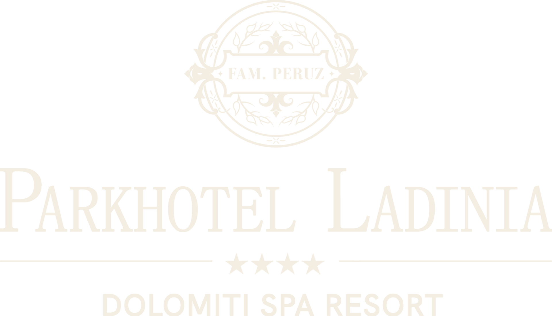 Parkhotel Ladinia logo with gold text and emblem on a white background