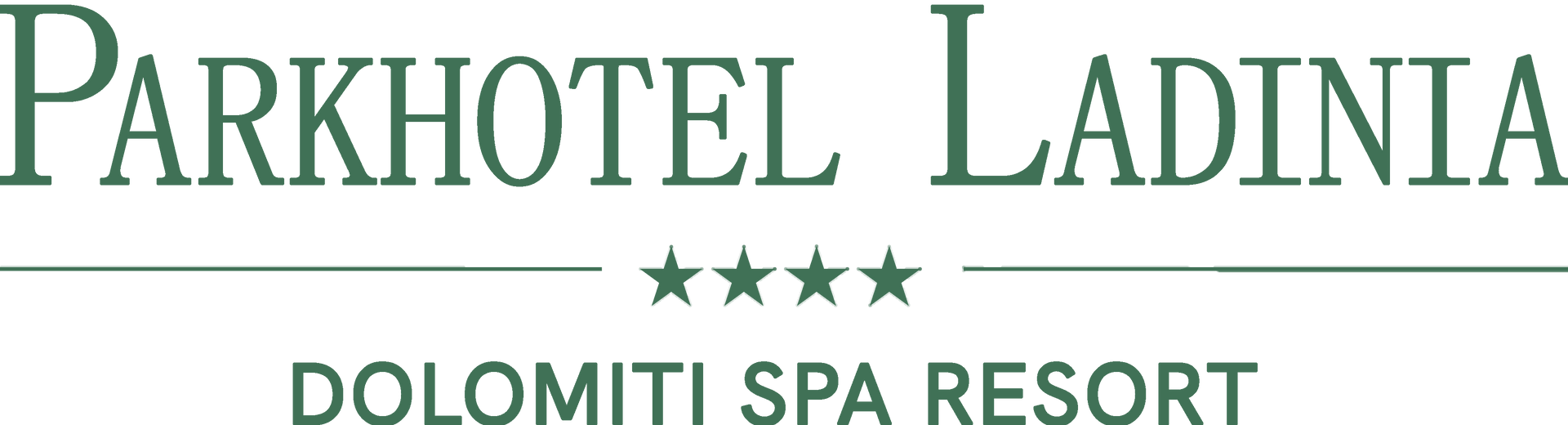 Parkhotel Ladinia logo with four stars and “Dolomiti Spa Resort” text