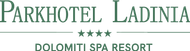 Parkhotel Ladinia logo with four stars and “Dolomiti Spa Resort” text