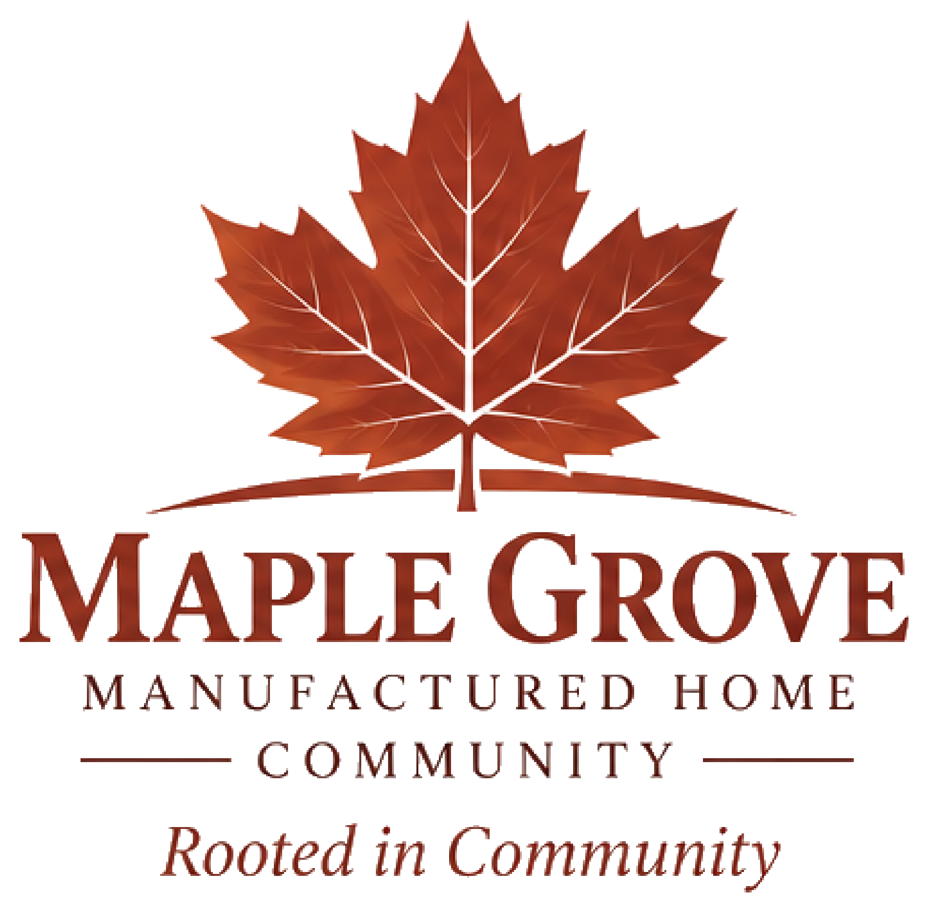 Maple Grove Manufactured Home Community logo with a red maple leaf and “Rooted in Community” tagline