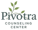 Pivota Counseling Center logo with green leaves above gray text on a white background