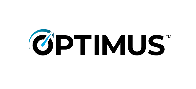 Optimus logo in black with a teal accent