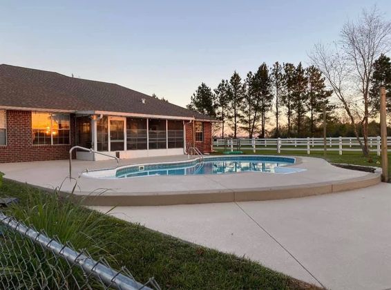 Sunset over a pool