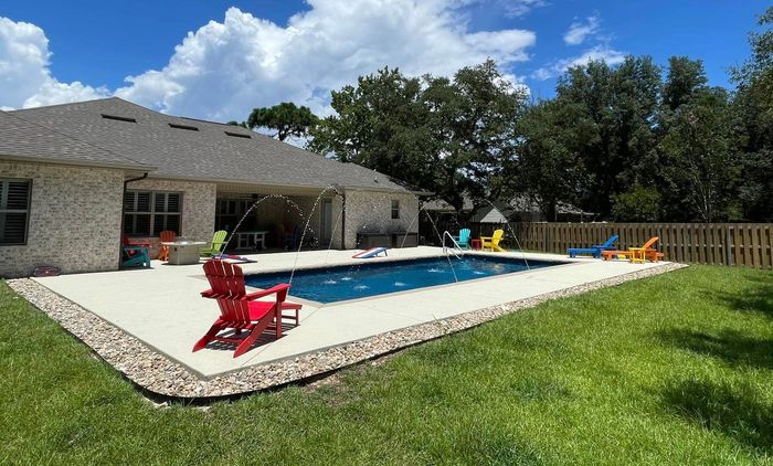 A backyard swimming pool.
