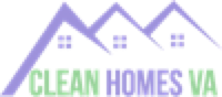 The logo for clean homes va shows a house with a purple roof.