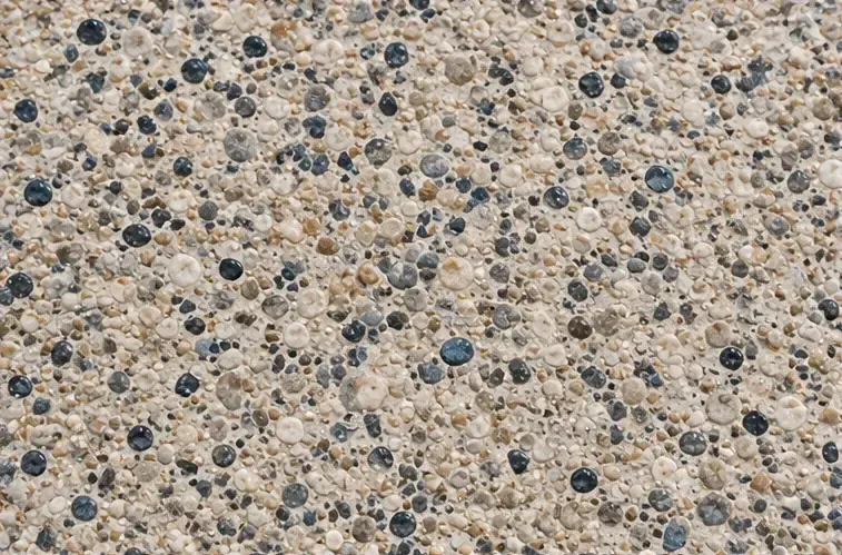 Close-up view of Exposed Aggregate texture. Townsville Concreters.