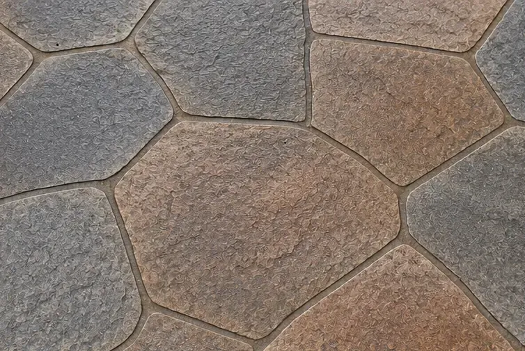 Stencilled concrete close-up.