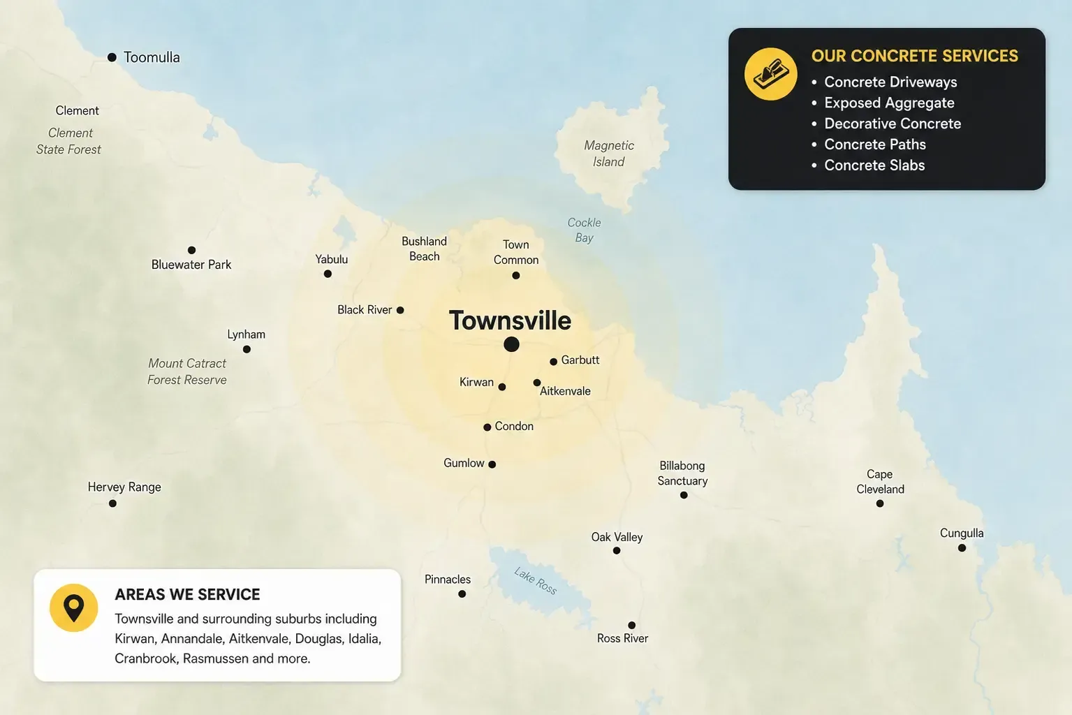 Service Area Map for Townsville Concreters