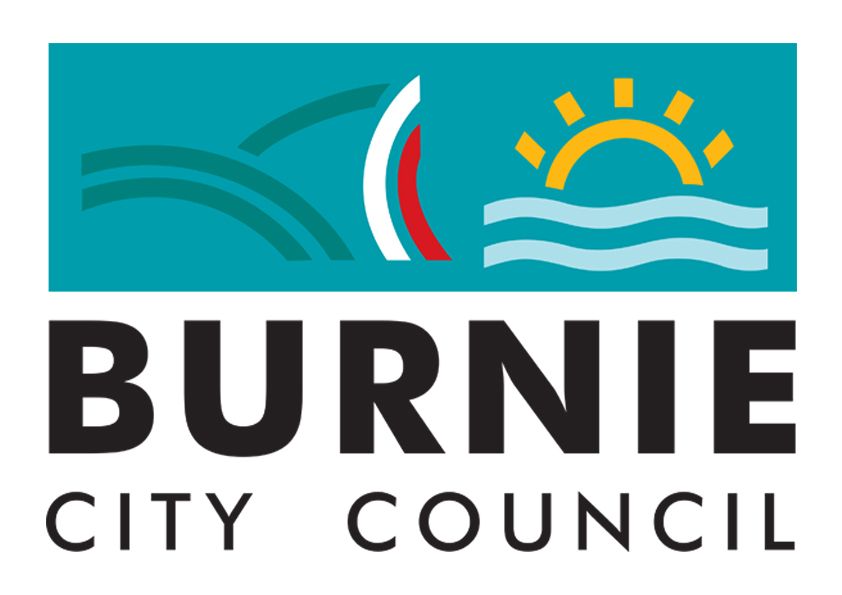 The burnie city council logo has a sun and waves on it