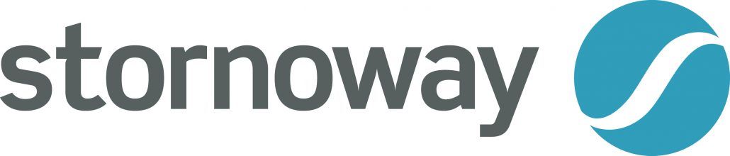 The stormway logo has a blue circle in the middle of it.