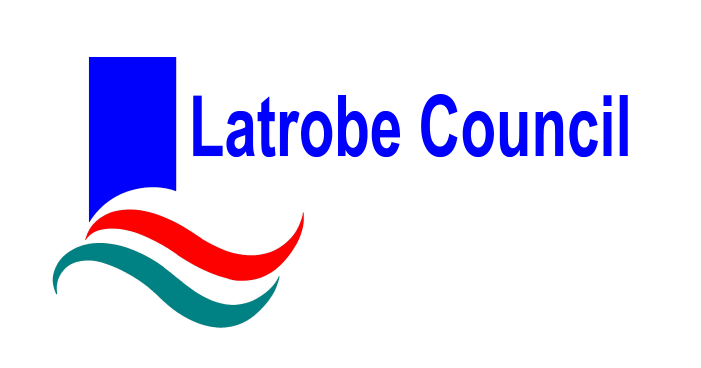 A logo for the latrobe council with a wave