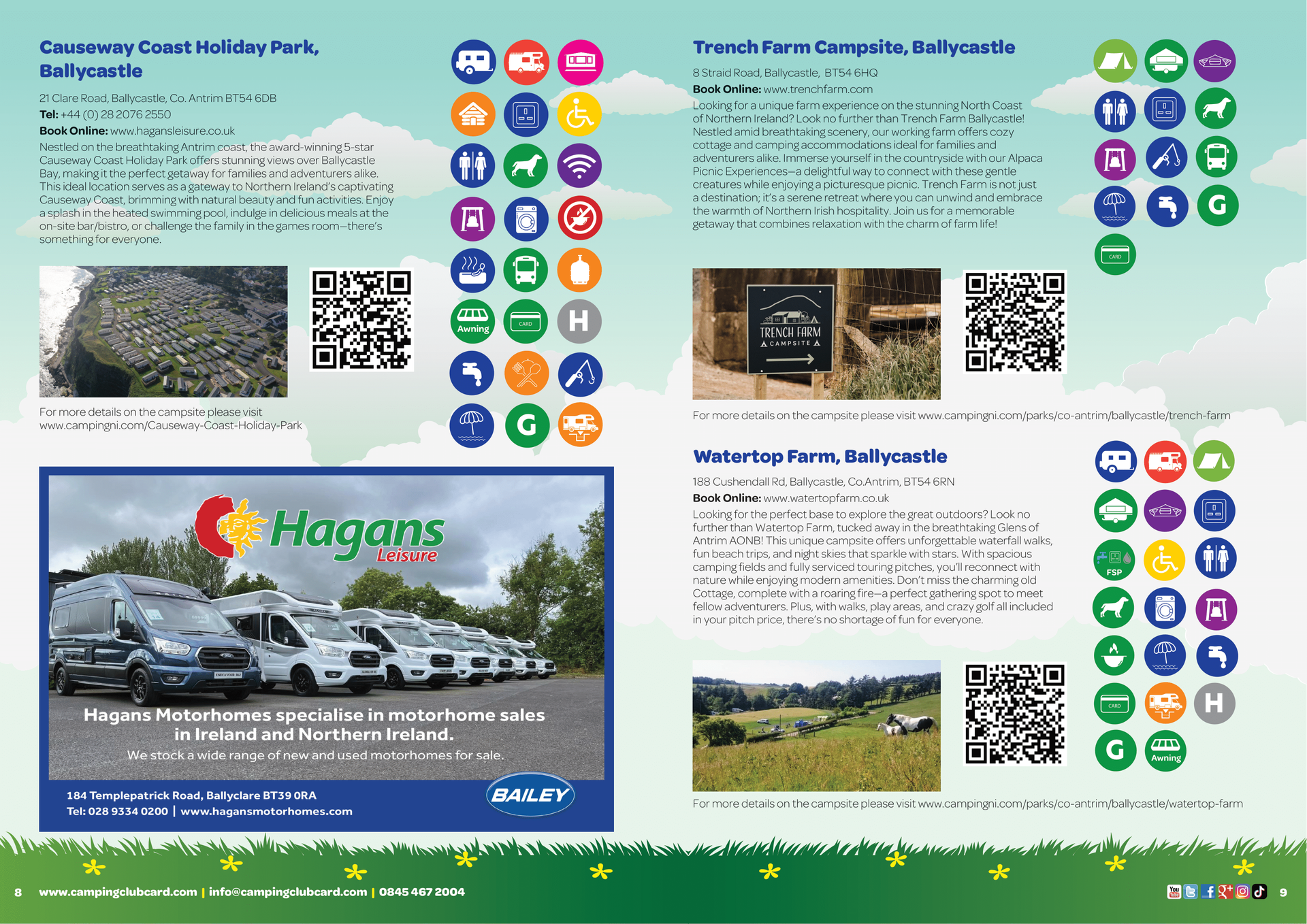 Camping Club Card by CampingNI guide 2025 campsite listing and half page business ad