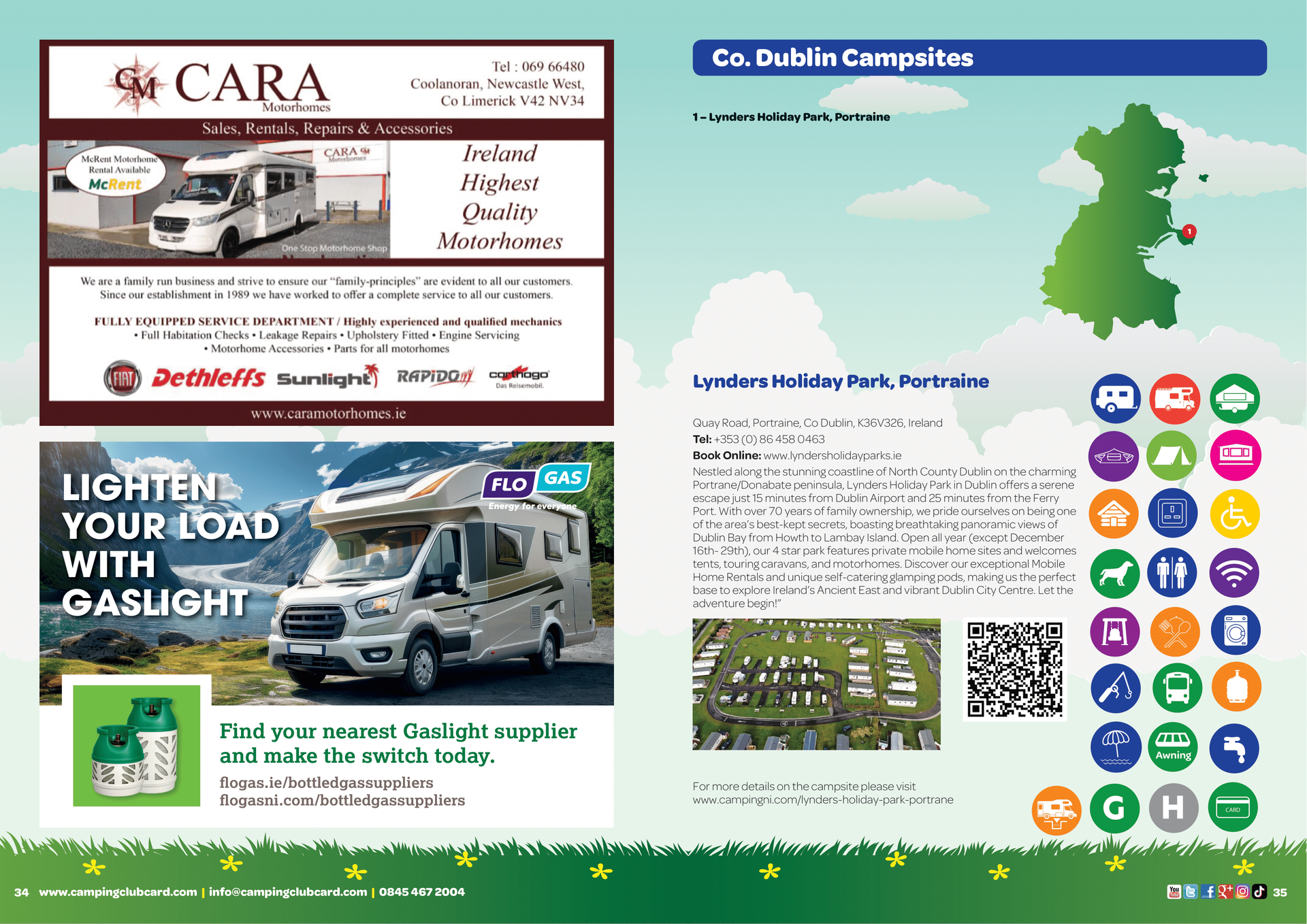 Camping Club Card by CampingNI guide 2025 half page business ads