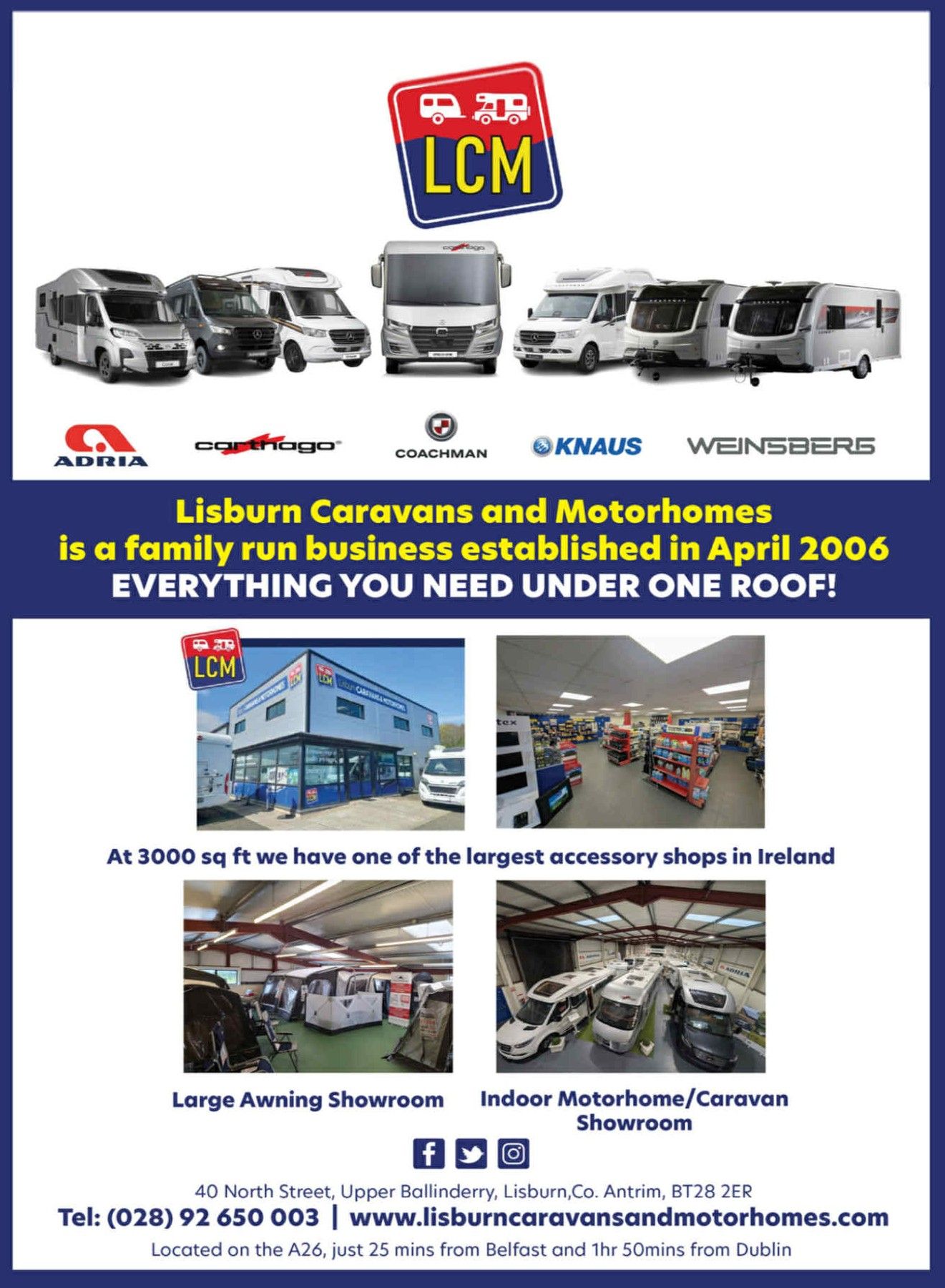 Lisburn Caravan & Motorhomes - Camping Club Card by CampingNI Lisburn Caravan & Motorhomes - Camping Club Card by CampingNI