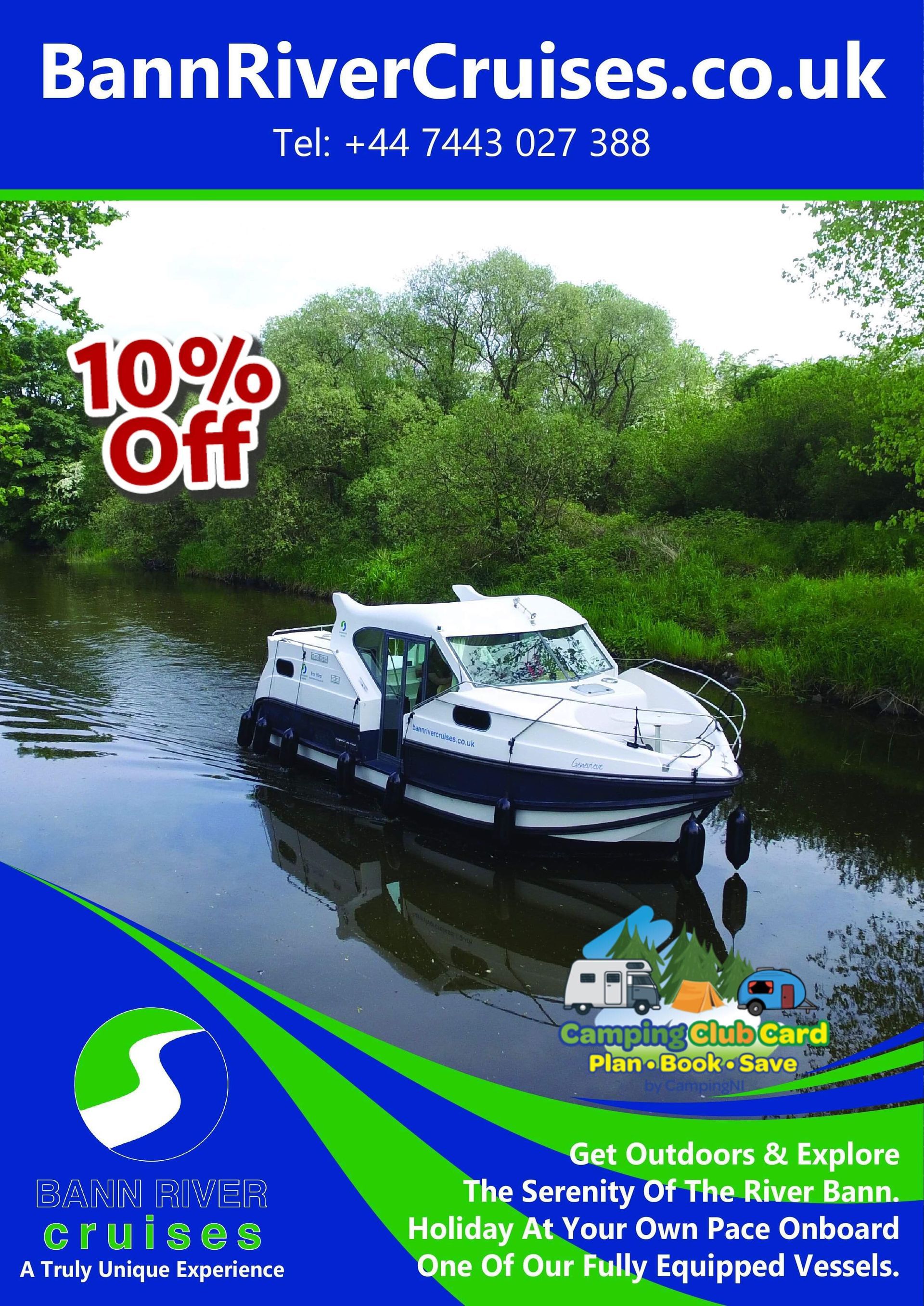 Bann River Cruises Camping Club Card by CampingNI members discount