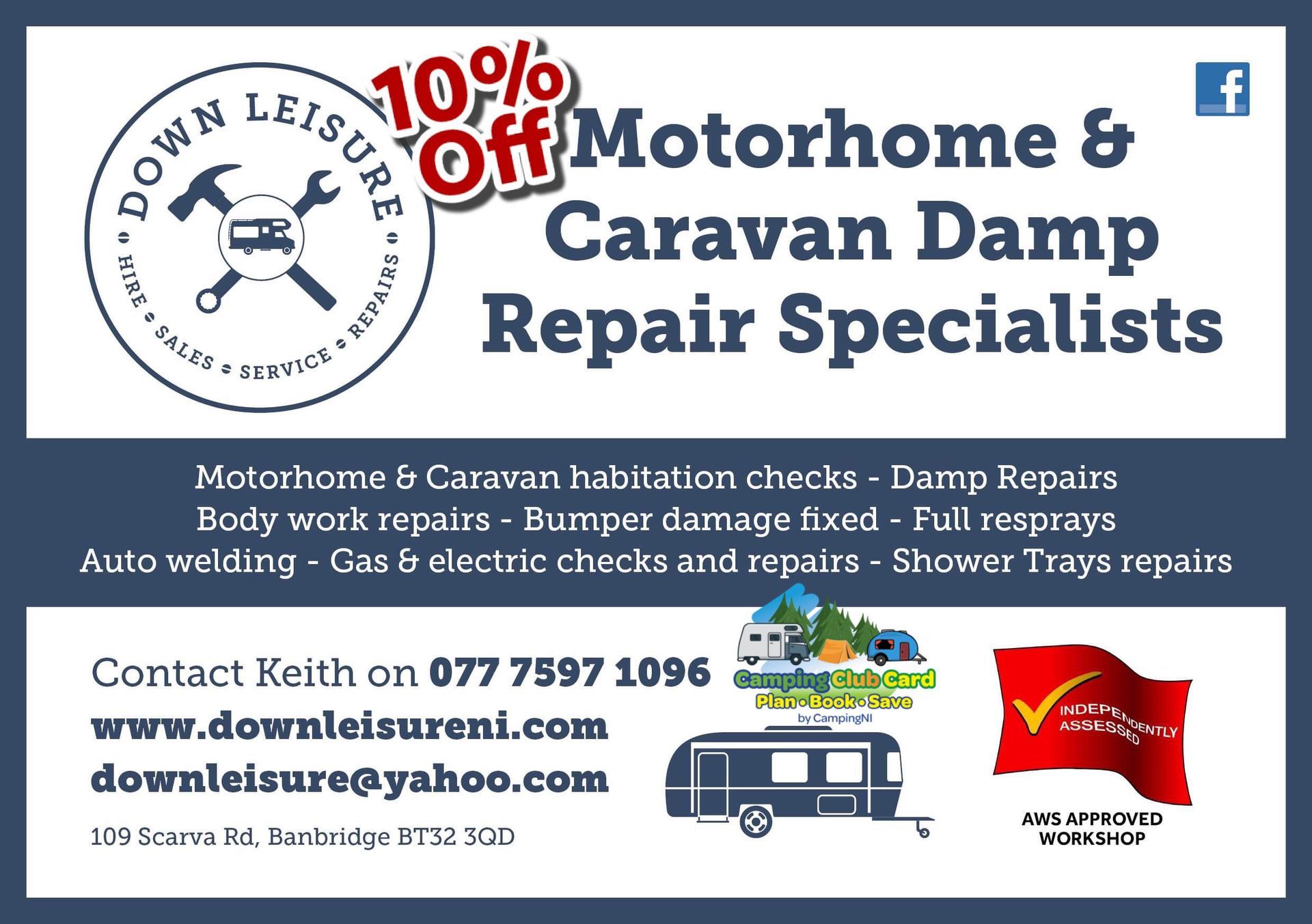 Down Leisure Camping Club Card by CampingNI members discount