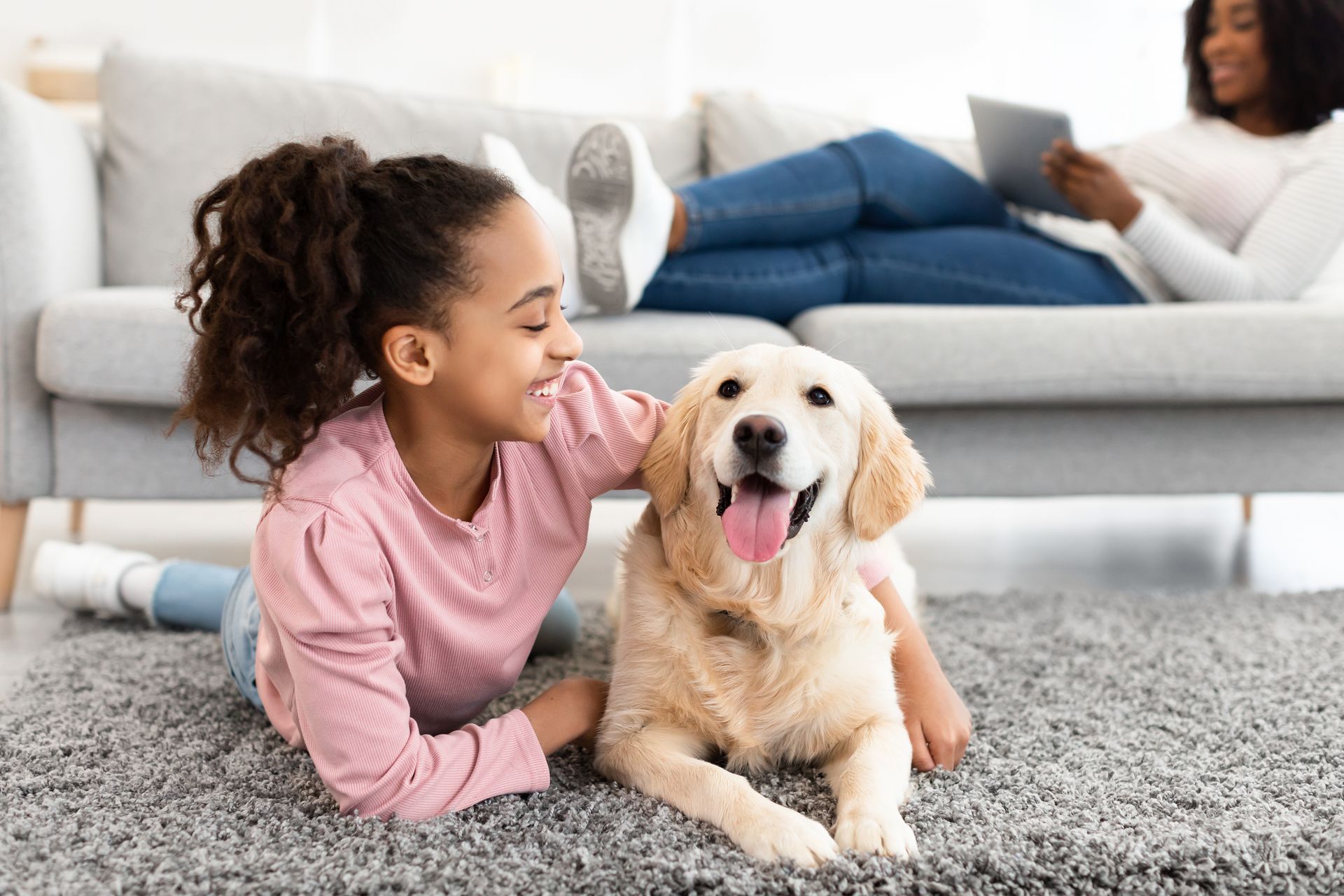 Dog and kid