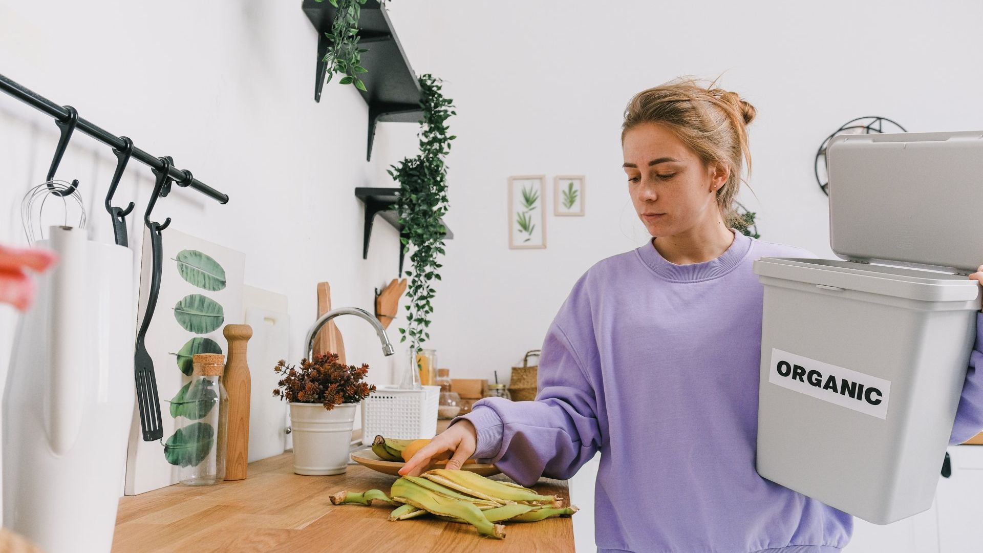 Woman doing organic recycling