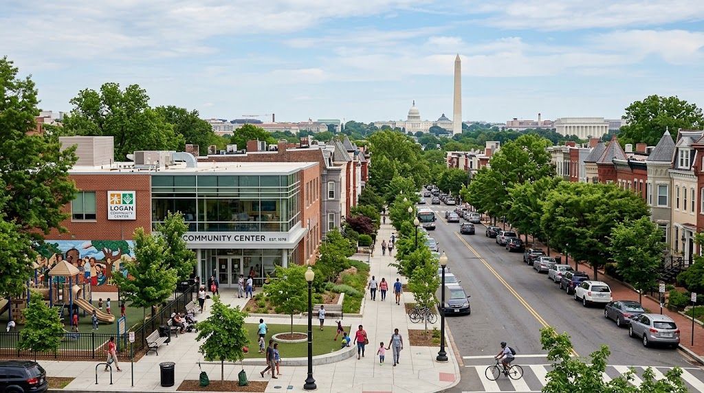 Community center building in Washington DC neighborhood