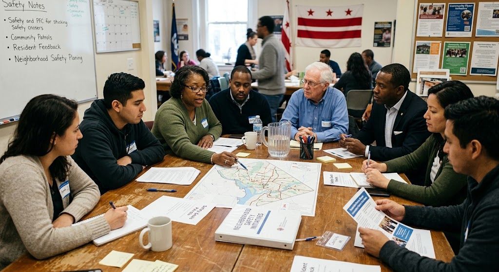 Community-based crime prevention planning session in Washington DC