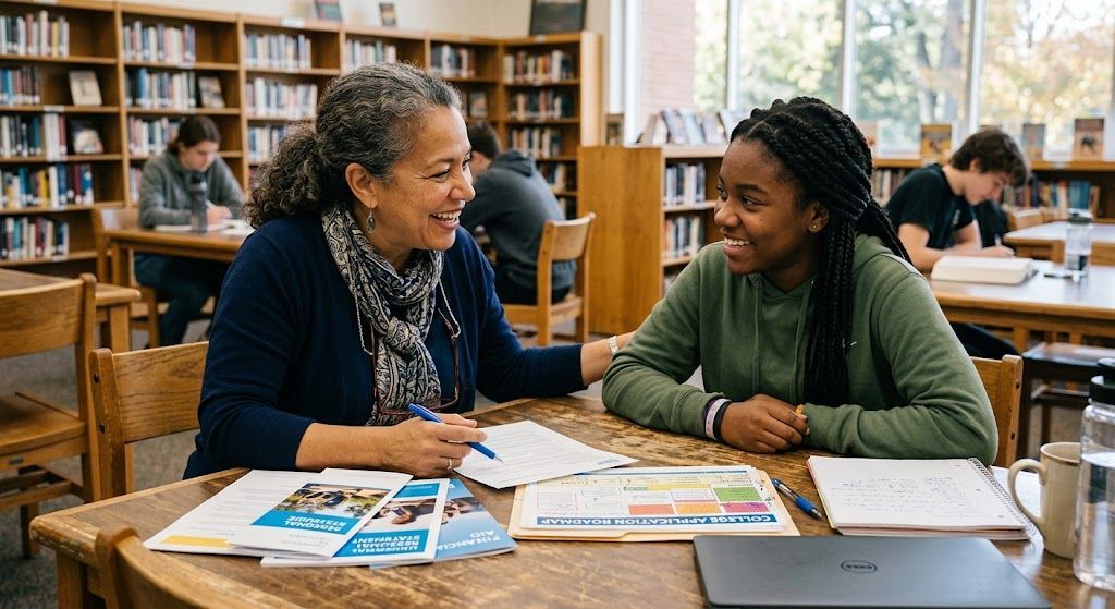 A mentor supporting a teenager based on Quantum Opportunities Program Research guidelines.