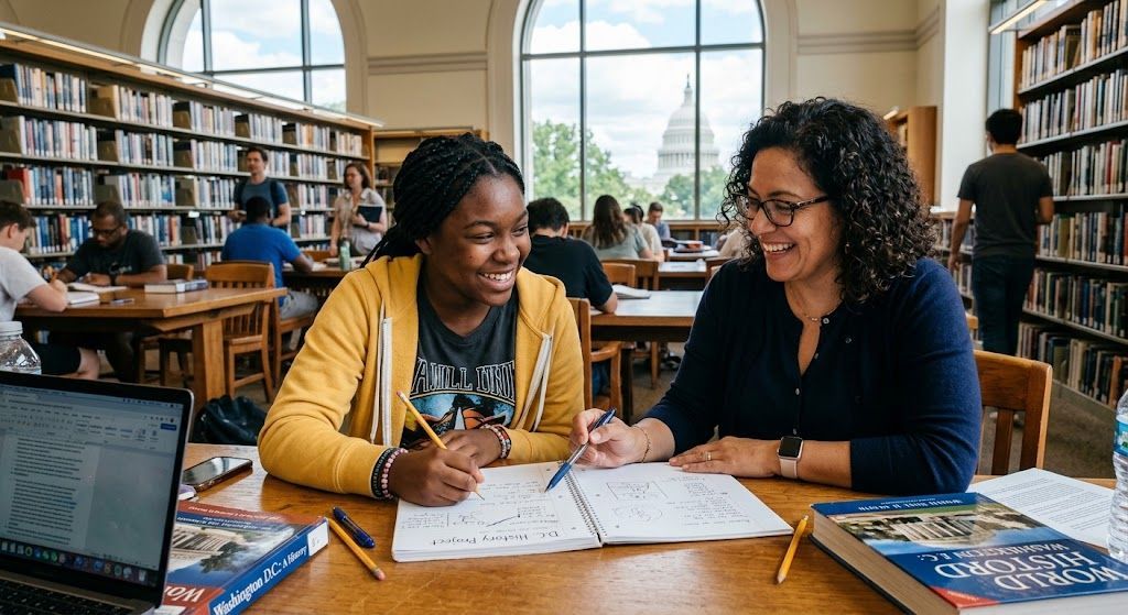 Youth mentoring programs Washington DC mentor helping student with homework
