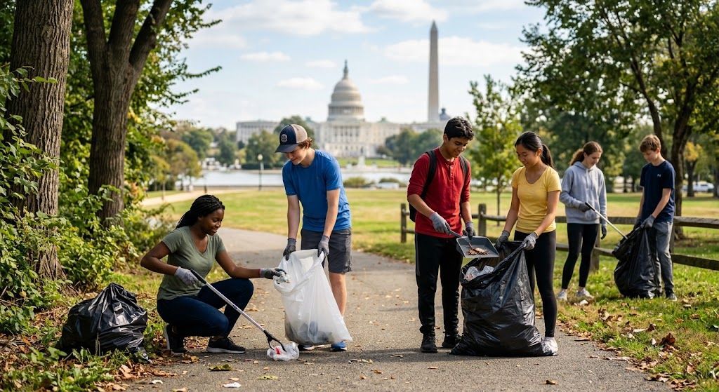 Local youth engaging in community service through evidence-based youth programs in Washington DC.