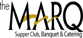 Marq Supper Club, Banquet & Catering logo in black and gold
