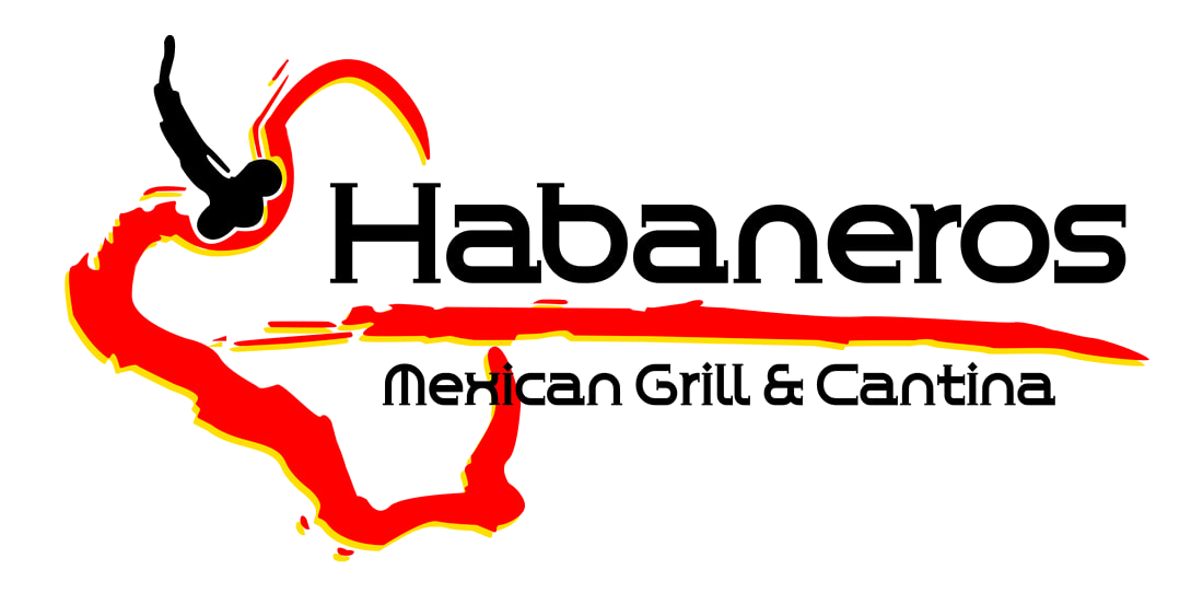 Logo for Habaneros Mexican Grill & Cantina, featuring red stylized chili pepper graphics and black text on white.