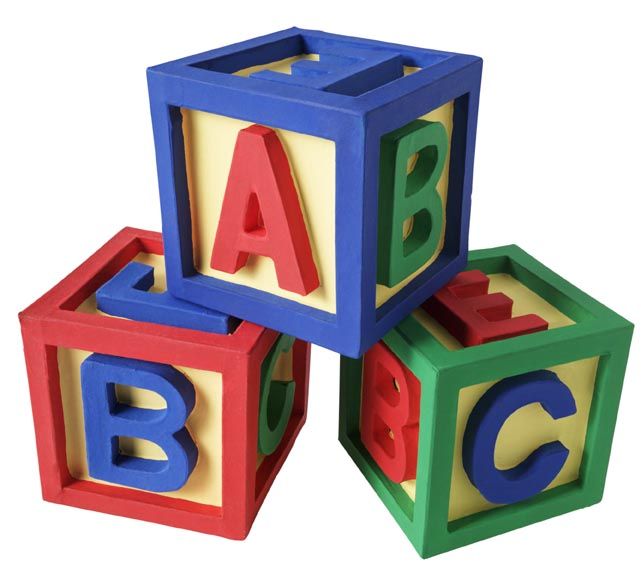 Tres bloques abc están apilados uno encima del otro