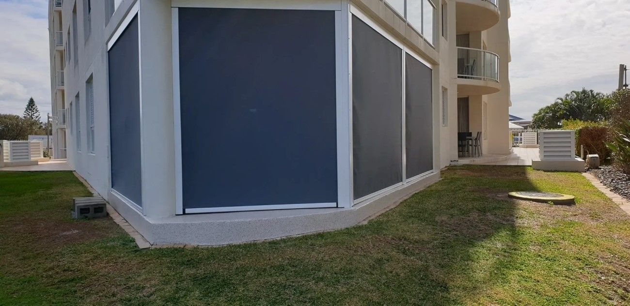 Pull Down Awnings Around A Corner — Shutters in Bundaberg, QLD