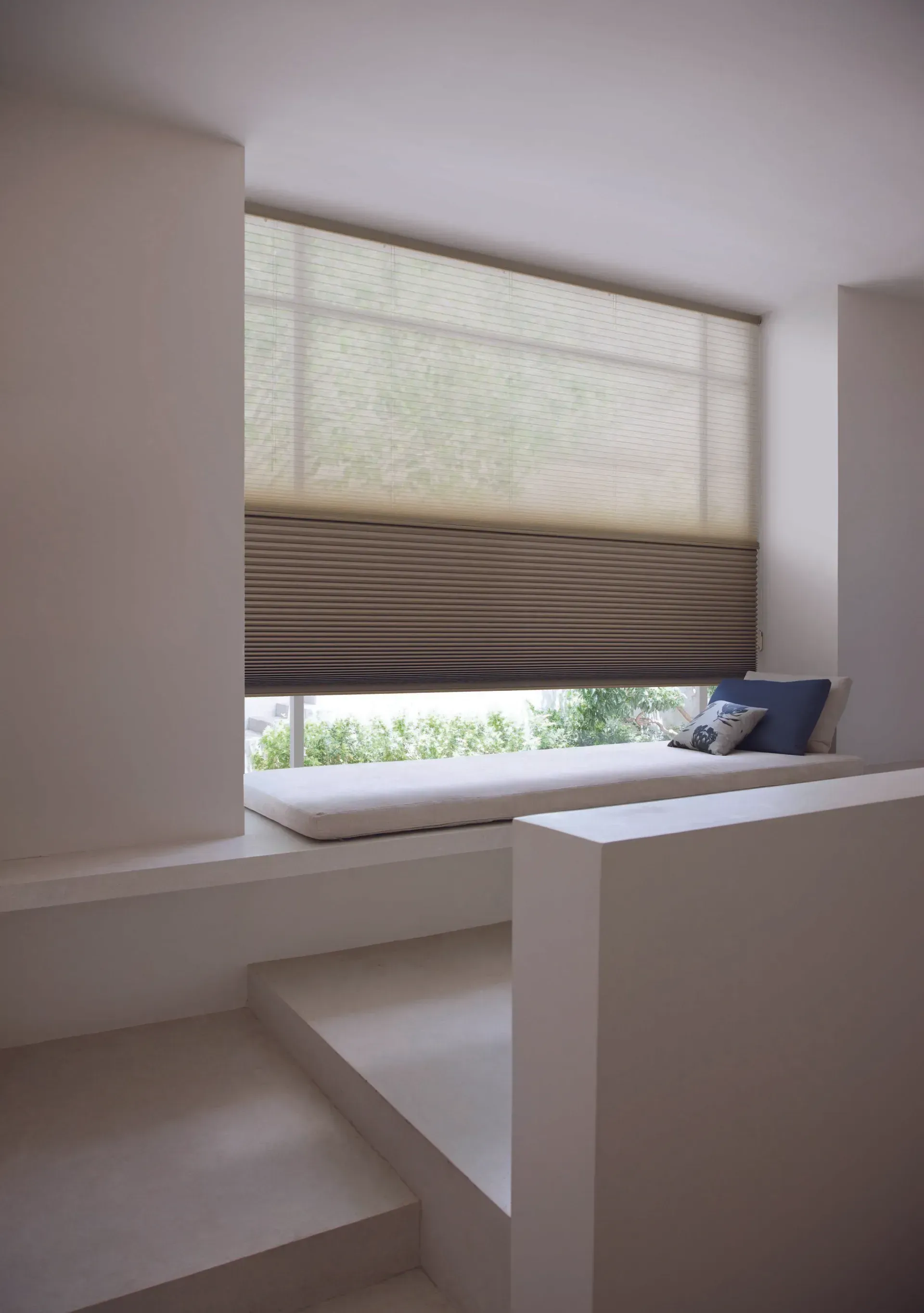 A Room With A Window Seat And A Window With Blinds On It — Coastal Blind Installations In Agnes Waters, QLD