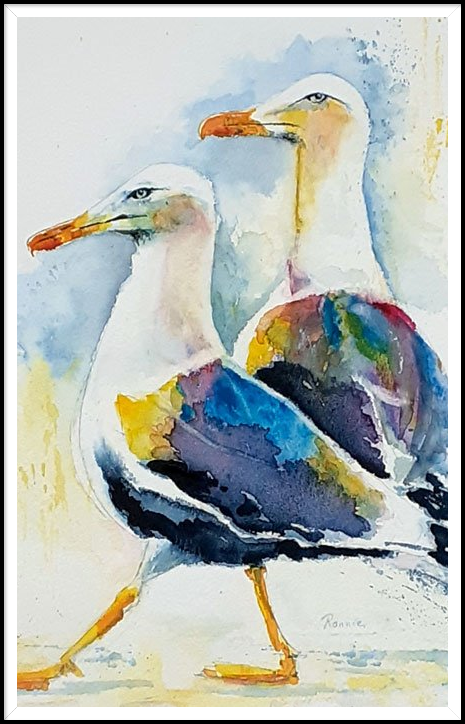 Aquarel: meeuwen