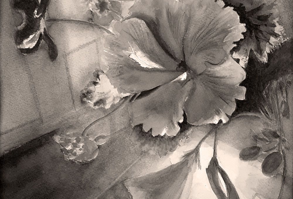 aquarel van bloemen die lijken te drijven
