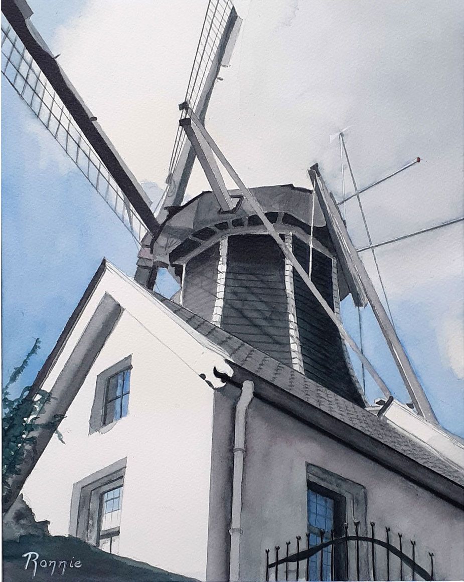 Aquarel: Onder de wieken