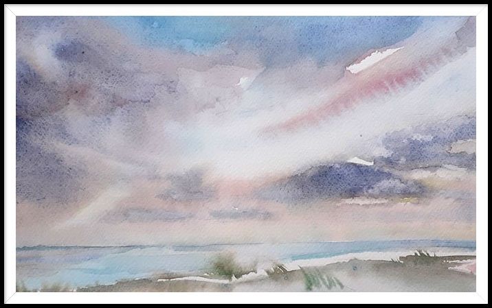 Aquarel: duinlandschap