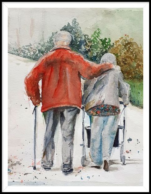 Aquarel: een wandelingetje
