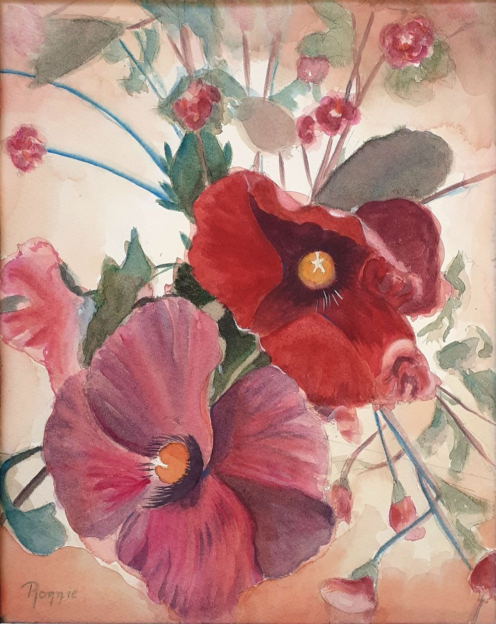 Aquarel van bloemen semi abstract