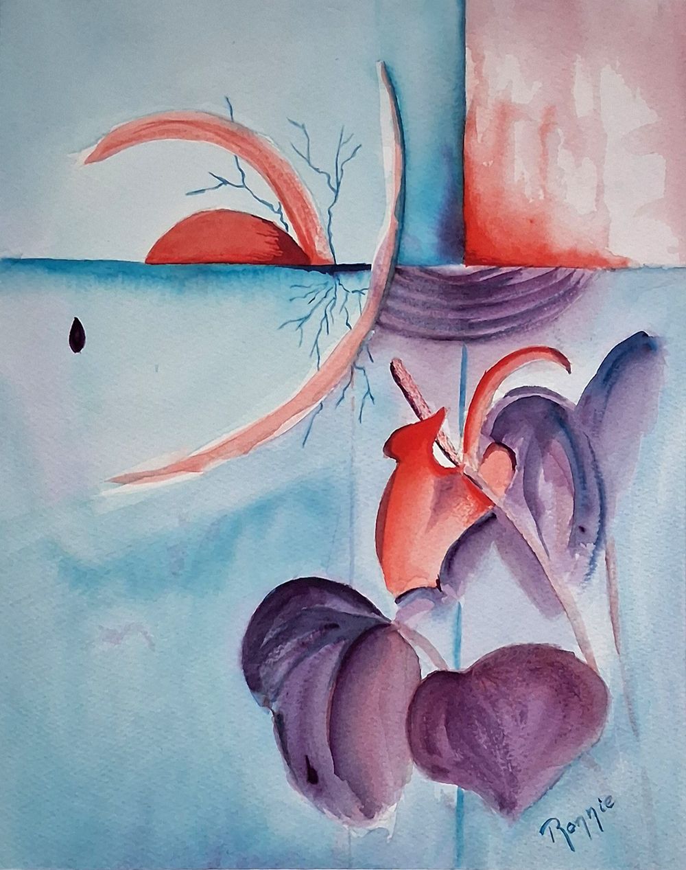 Waar het stil klopt; een abstract aquarel