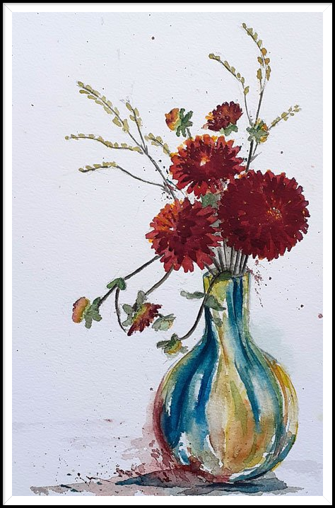 Aquarel: dahlia's