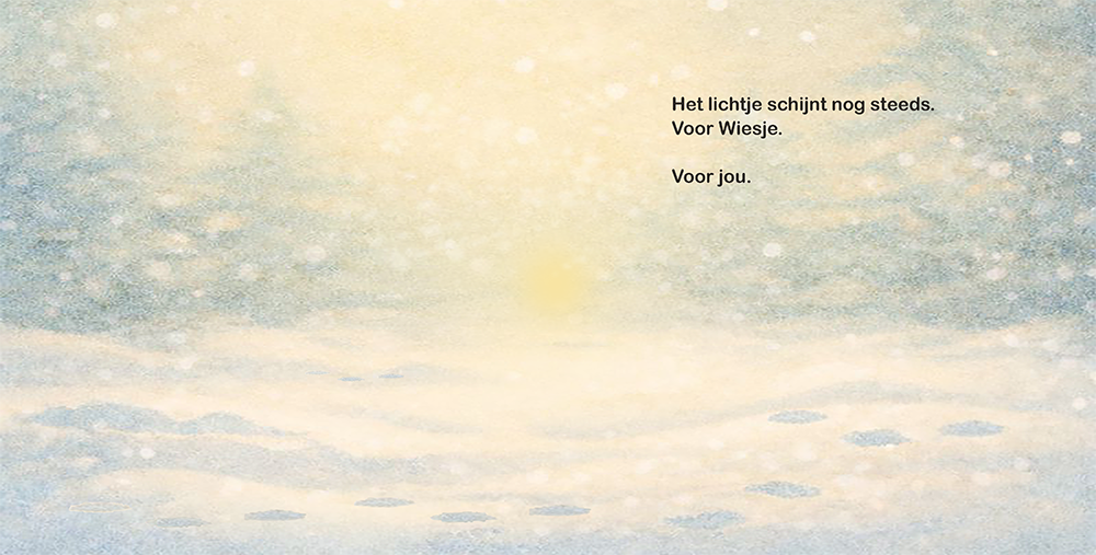 Warm lichtje blijft schijnen in stil winters landschap voor Wiesje en jou