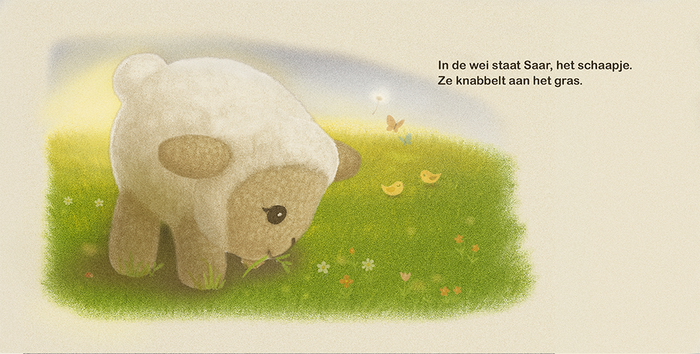 Lief schaapje knabbelt rustig aan gras in stille avondwei