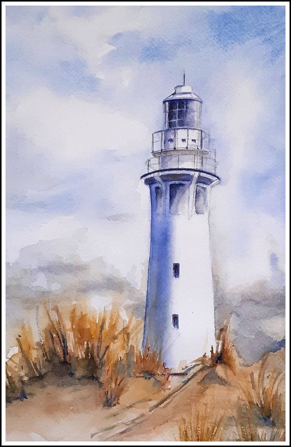 Aquarel: vuurtoren