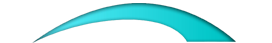 A cyan, arching swoosh shape tapering to a sharp point on the left and a wider, blunt edge on the right.