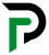 Stylized black and green letter P logo on a white background